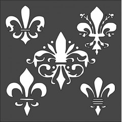 1- 5.5x5.5 inch Custom Cut Stencil, (VF-40) Fleur de Lis Arts and Crafts Scrapbooking Painting on The Wall Wood Glass
