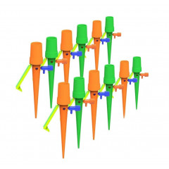 12 pcs Self-Watering Spikes: Adjustable Drip Rate for Indoor Plants & Leca Balls - Perfect to Water Plants While Away, Suitable for Most Bottles - Durable ABS Alternative"